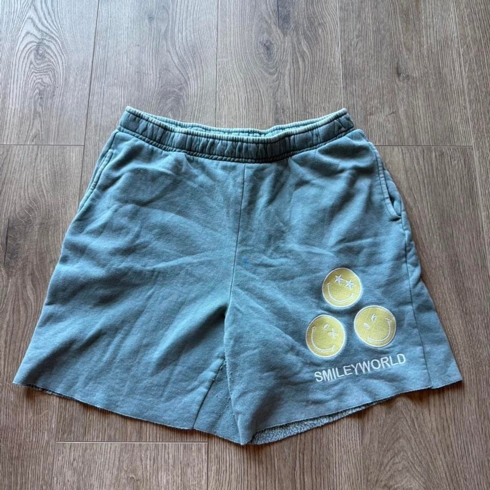 SmileyWorld Graphic Sweat Shorts Green Lounge Cozy Y2K Size M‎